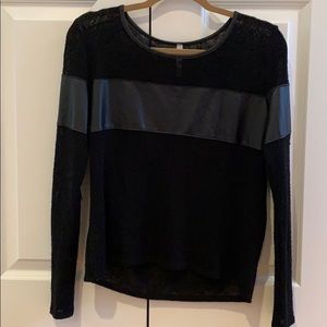 Black Sweater with Faux Leather